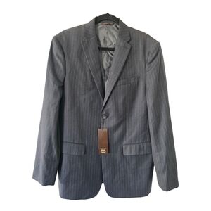 Perry Ellis Blazer Sports Coat Mens Sz 42 Striped Gray City Fit 2button New